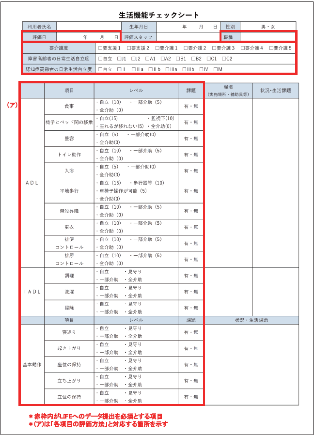 生活機能チェックシート