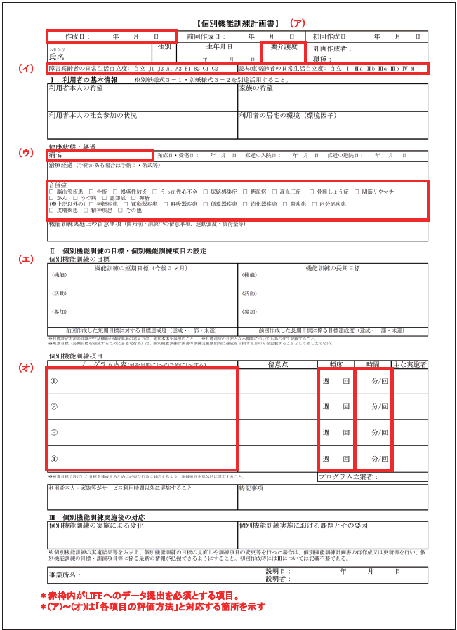 個別機能訓練計画書