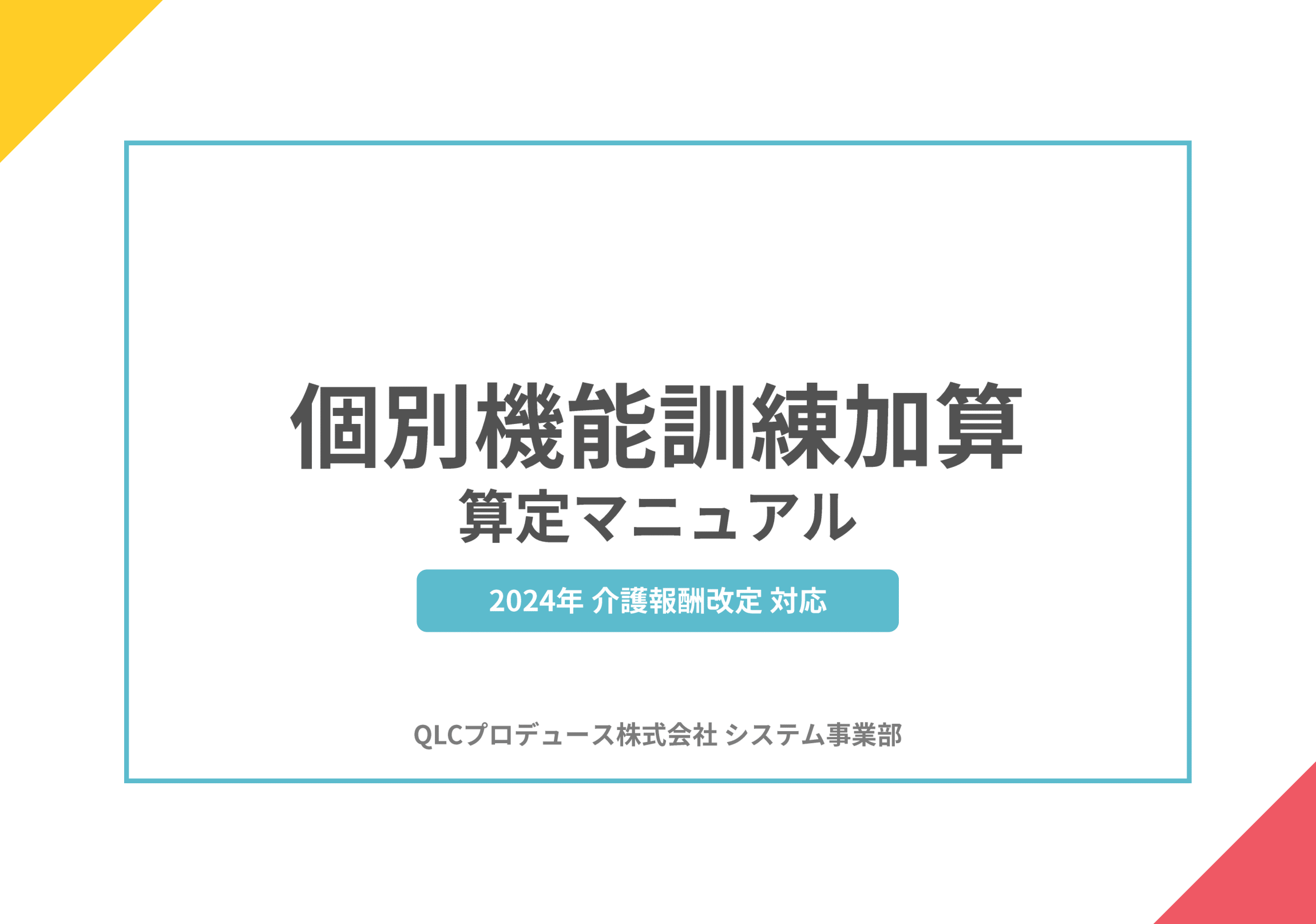 個別機能訓練加算　算定マニュアル